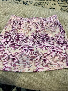 Pebble Beach Purple & Cream Zebra-Print Skort with Elastic Waist